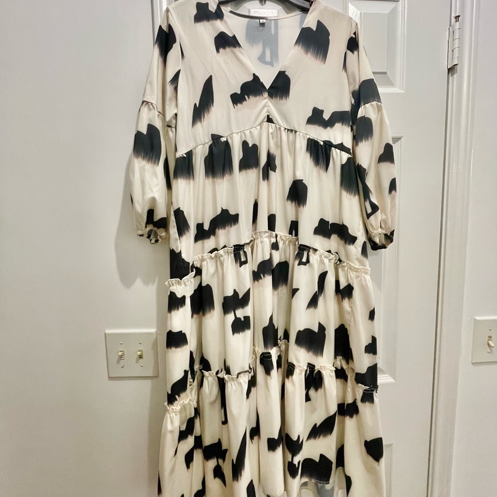Cream color dress with black spots